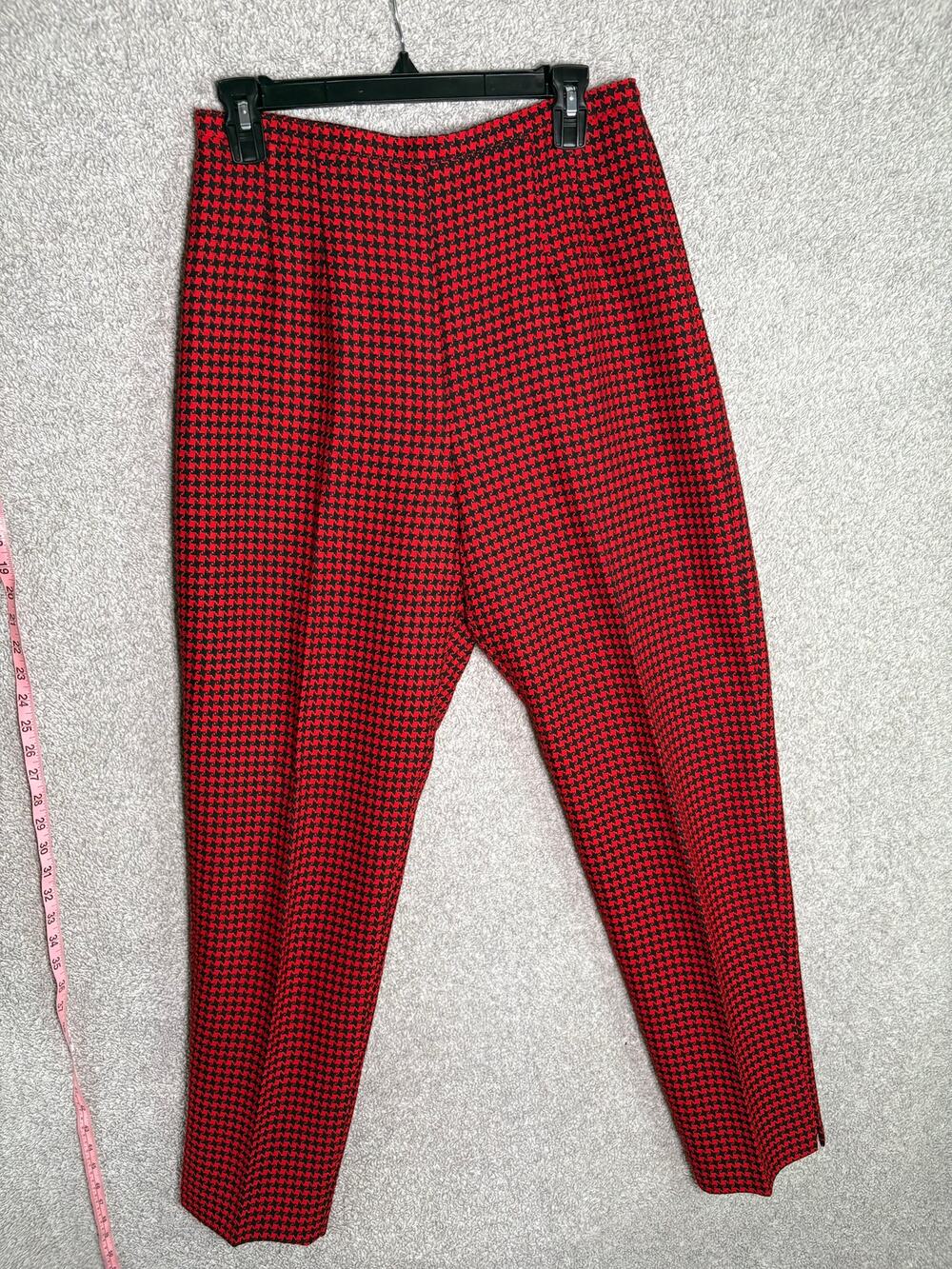 Vintage 90s Pine Cove Houndstooth Pants 10 Red Black Retro
